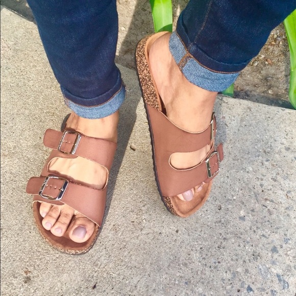 LAST 1🛑 chestnut double strap cork  sandal - Picture 2 of 7